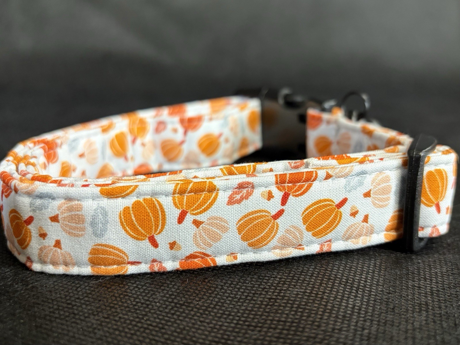 Adjustable Fabric Dog Collar Medium Pumpkin Print Unisex