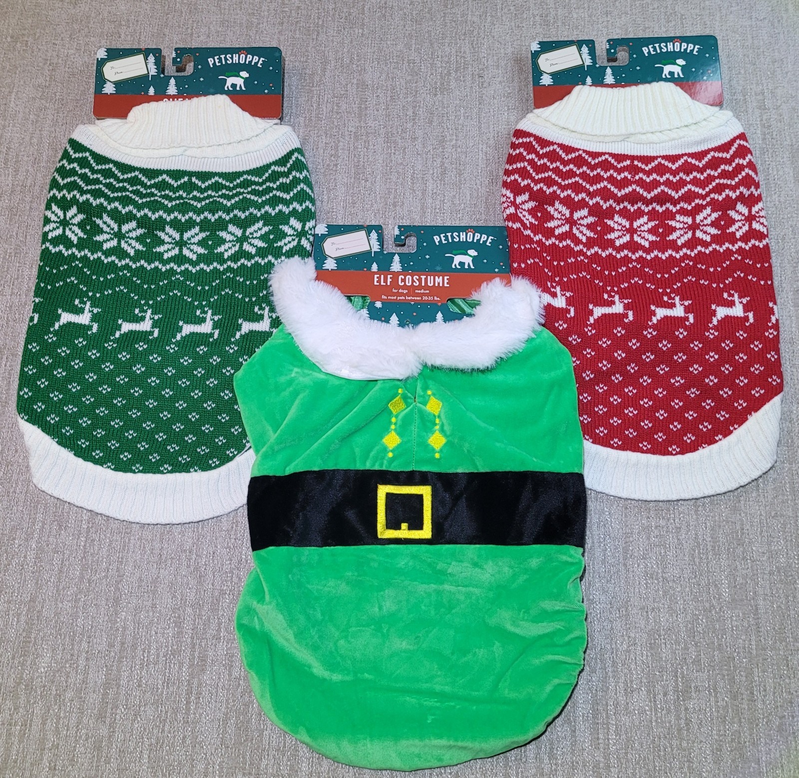 Puppy Dog Christmas Sweaters & Elf Halloween Costume Medium 20-35 Pounds NEW