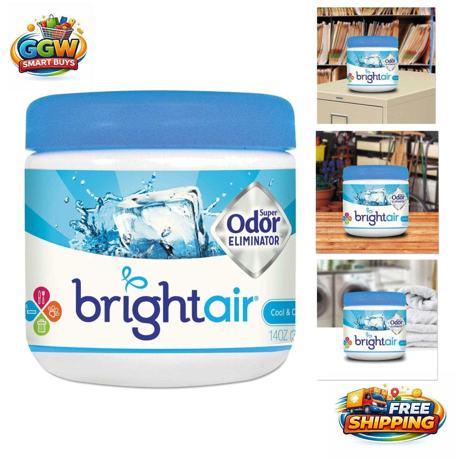 Gentle Odor Eliminator – 14 Oz Cool & Clean Gel with Natural Oils, Lasts 60 Days