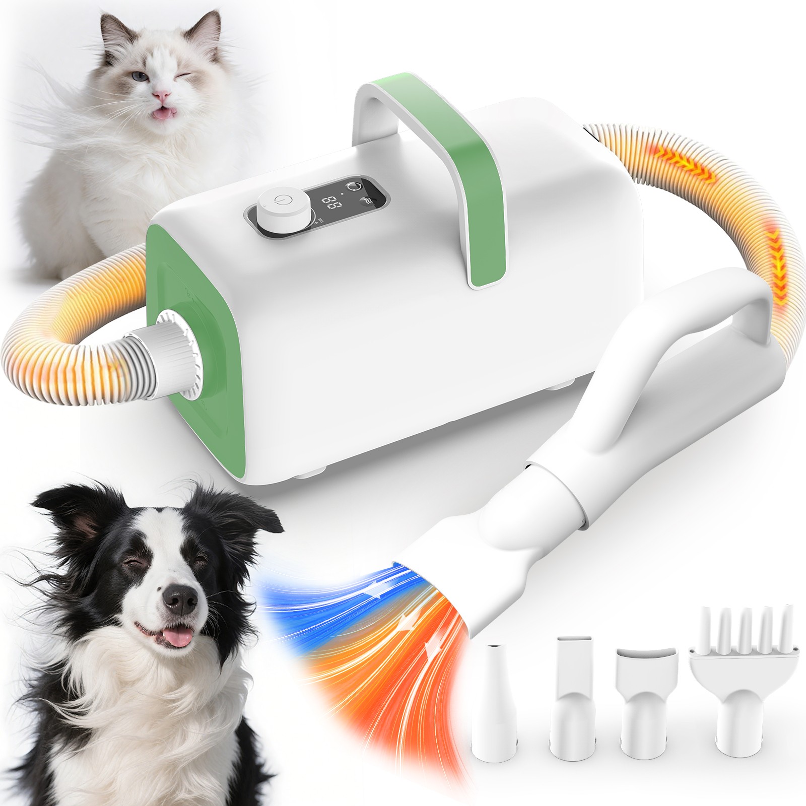 AIRROBO PGD100 Pet Hair Dryer Dog Grooming Blow Dryer Adjustable Temp Wind Speed