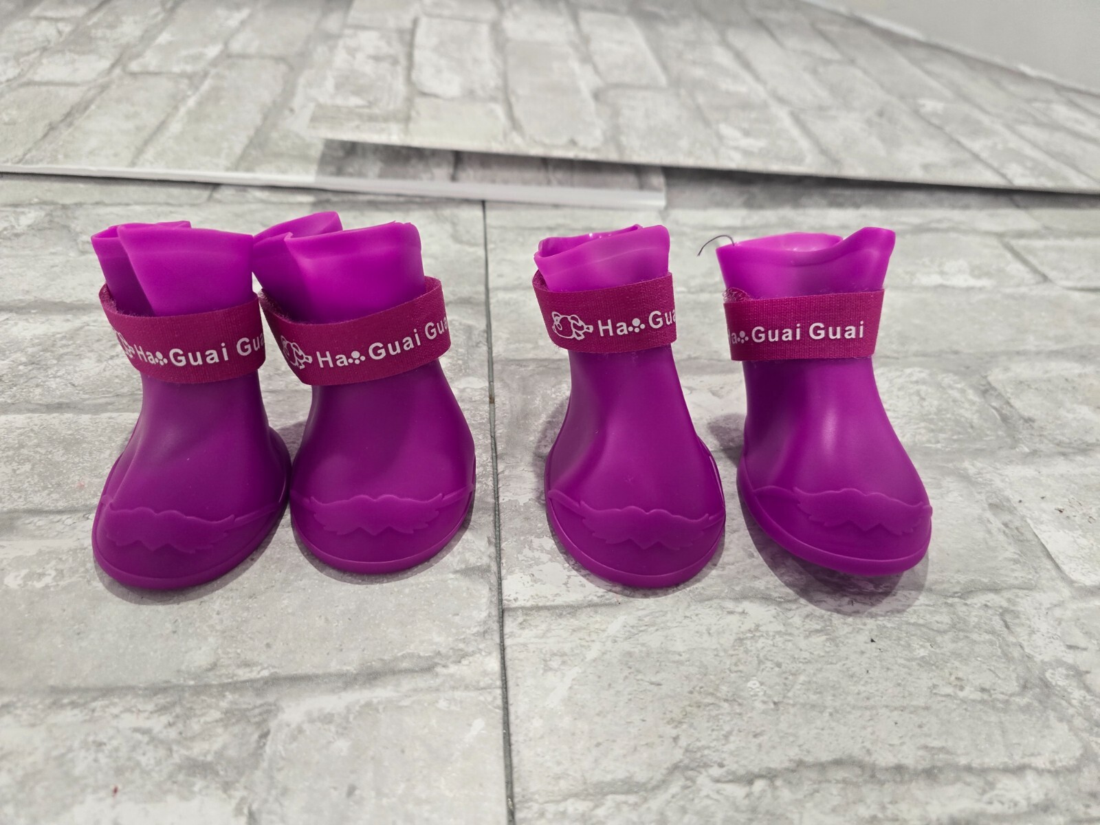 Ha Guai Guai Dog Boots Waterproof Anti Slip Pet Rain Shoes Purple XL