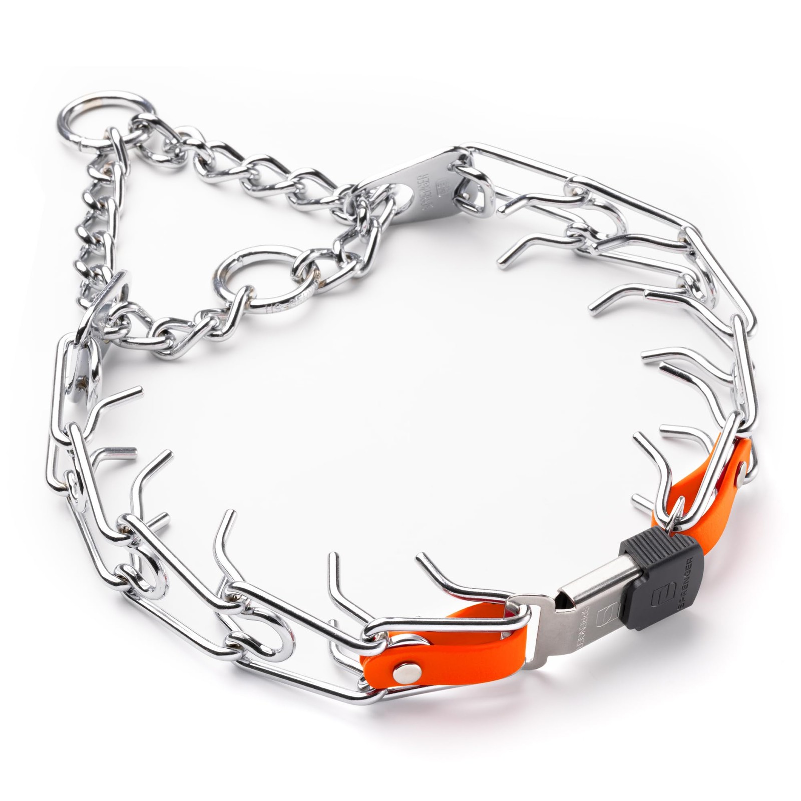 Chrome Plated Steel Dog Collar with Quick Release ClicLock Buckle O-Ring Biot…