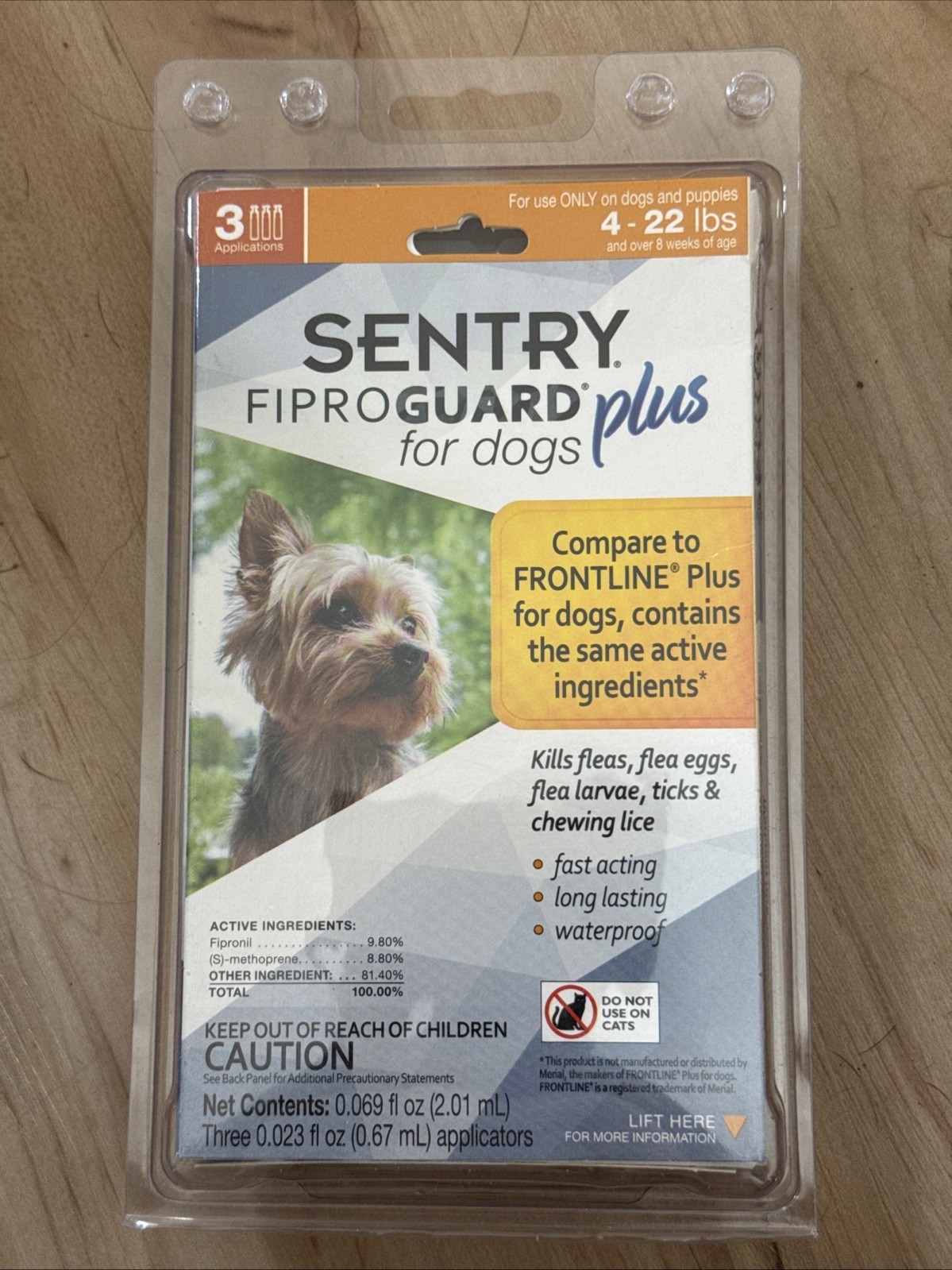 Sentry Fiproguard Plus IGR for Dogs and Puppies 5-22 LBS Kills Flees, 3 Doses