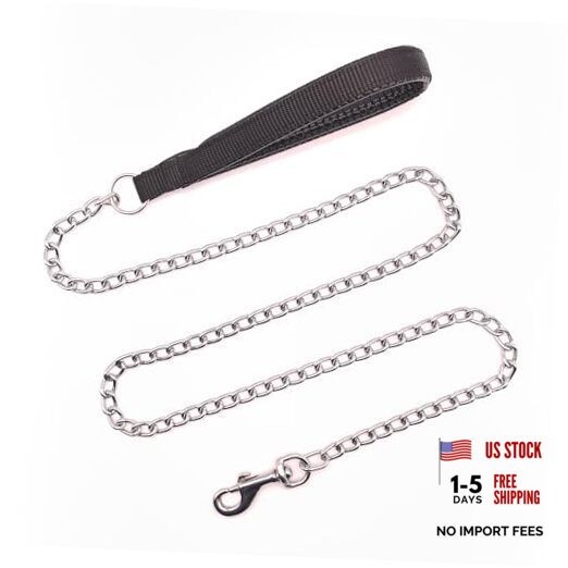Chain Leash for Large Dogs that Pull,Heavy L+(1.83 m x 3.0 mm) Black Handle
