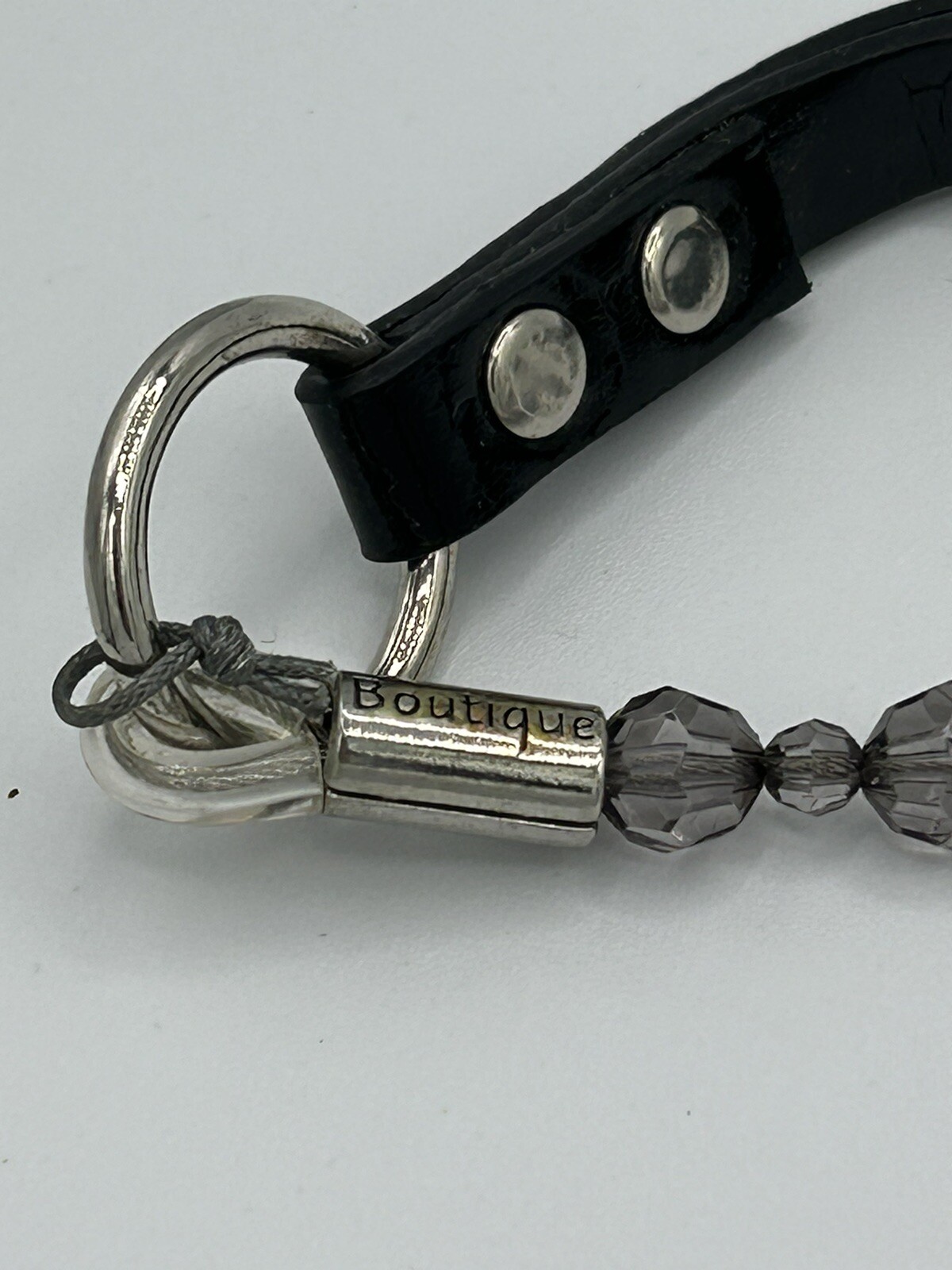 Fabuleash DOG LEAD SHOW LEAD 4 Ft BEADED BOUTIQUE Black DIAMANTE HANDLE