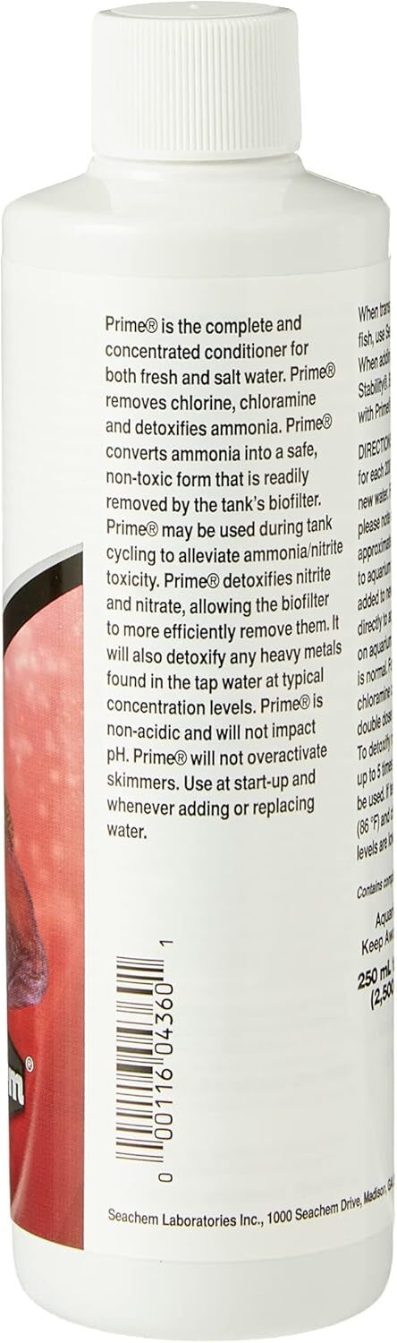 SEACHEM PRIME DECHLORINATOR AMMONIA NITRATE REMOVER AQUARIUM WATER FISH TANK