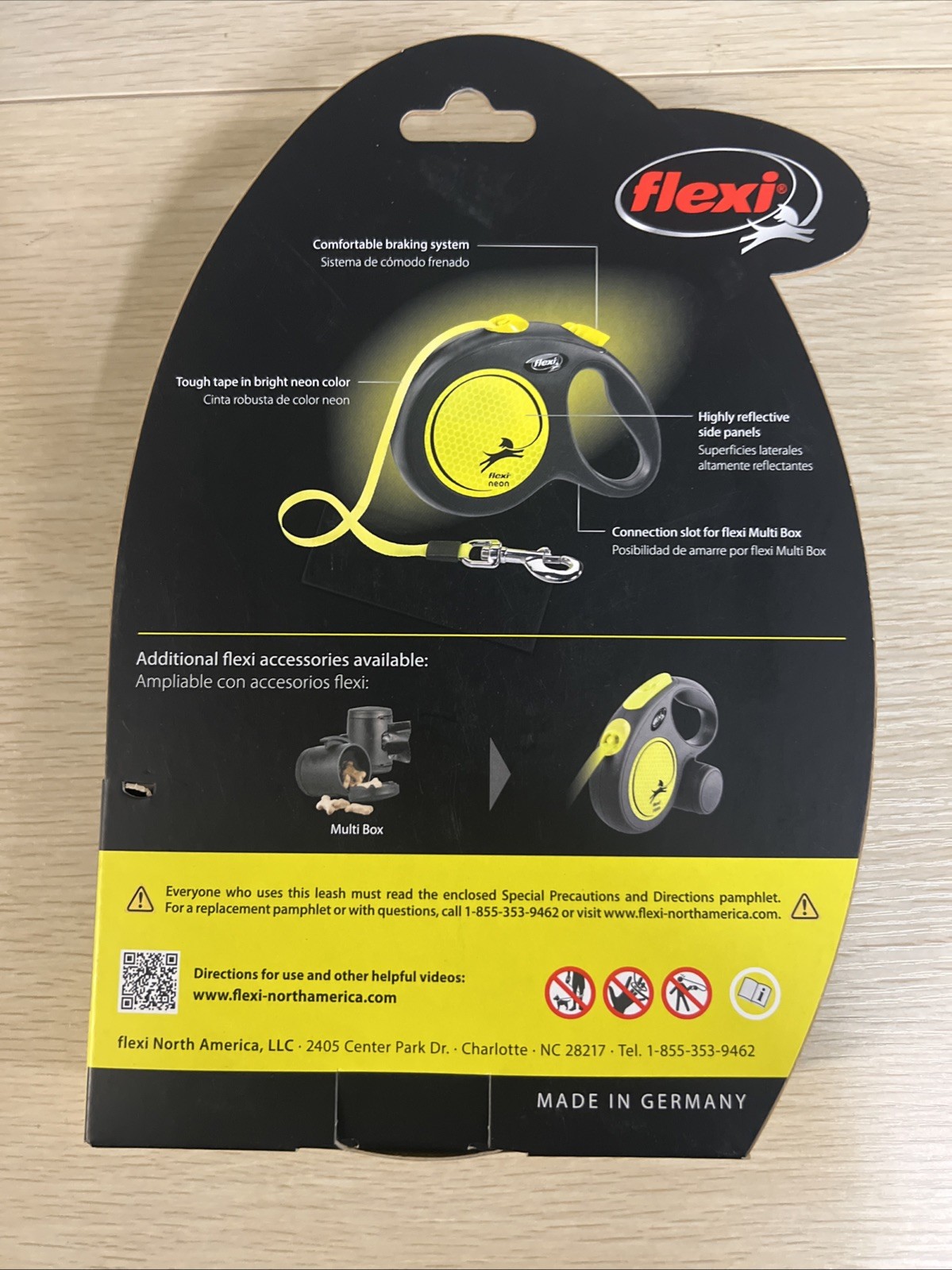 Flexi Retractable Dog Leash 16 Feet Black Yellow Durable Safety Control Large
