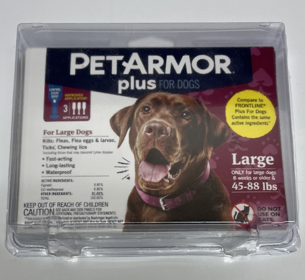 PetArmor Plus Flea & Tick Treatment for Large Dogs (45-88lbs) – 3 Applications