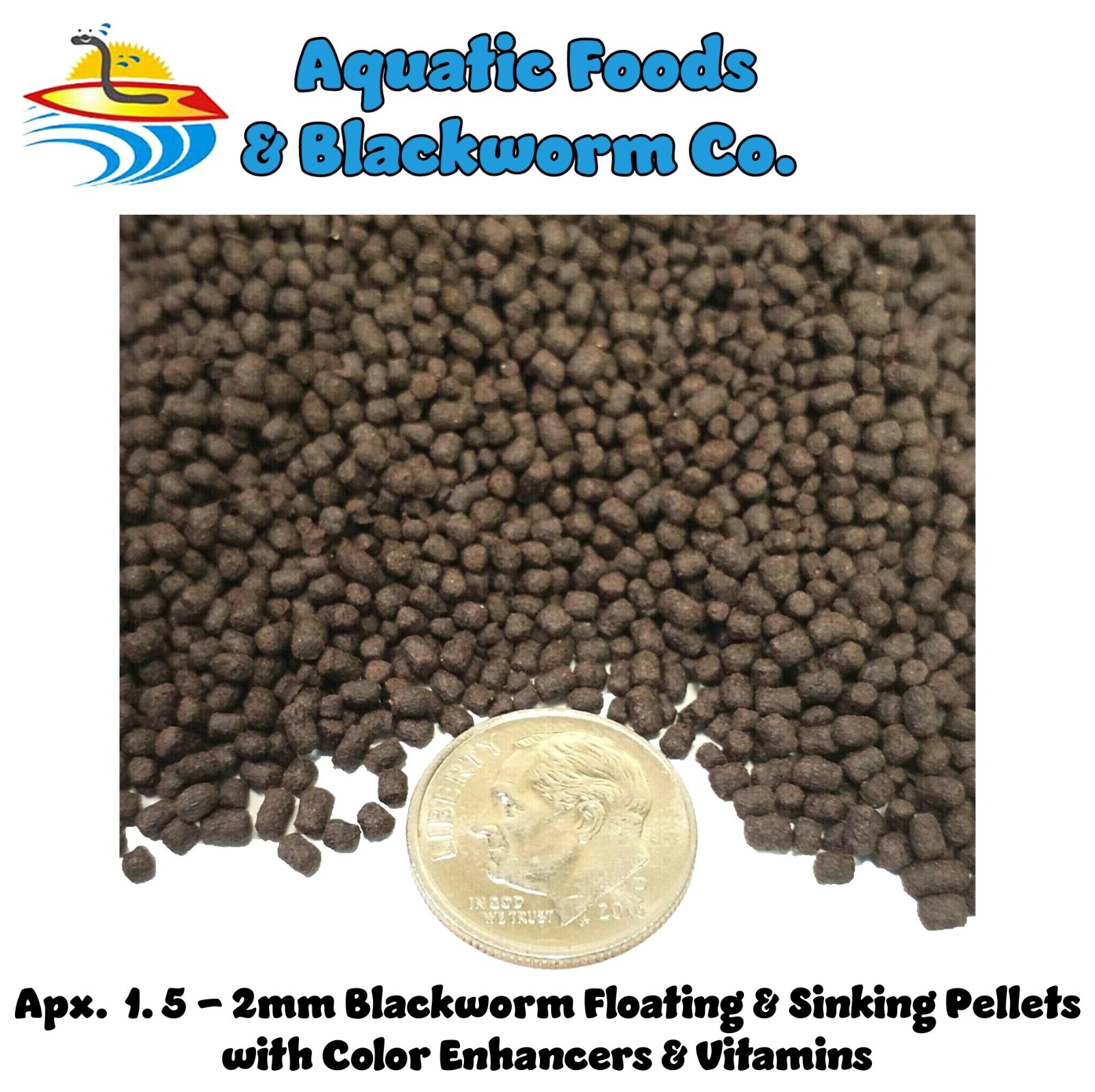 Floating/Sinking Blackworm Pellets w/Color Enhancers & Vitamins. Apx 1.5-2mm