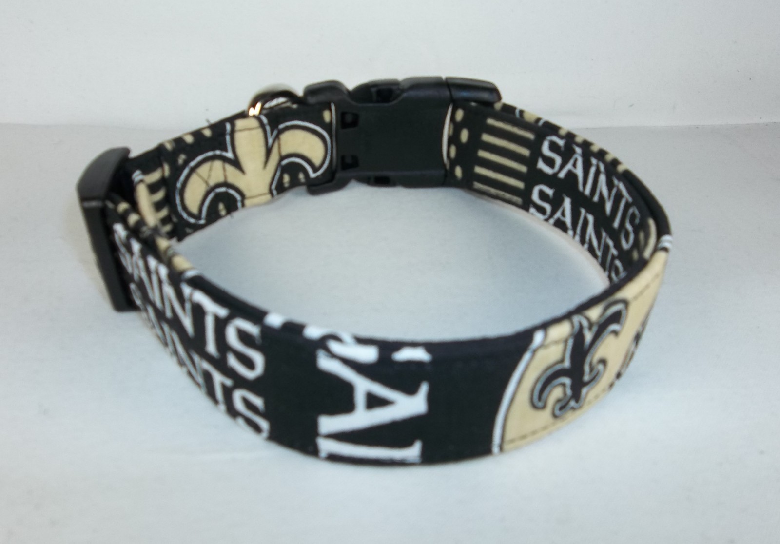 New Orleans Saints NFL Terri’s Dog Collar custom handmade adjustable w/ fabric