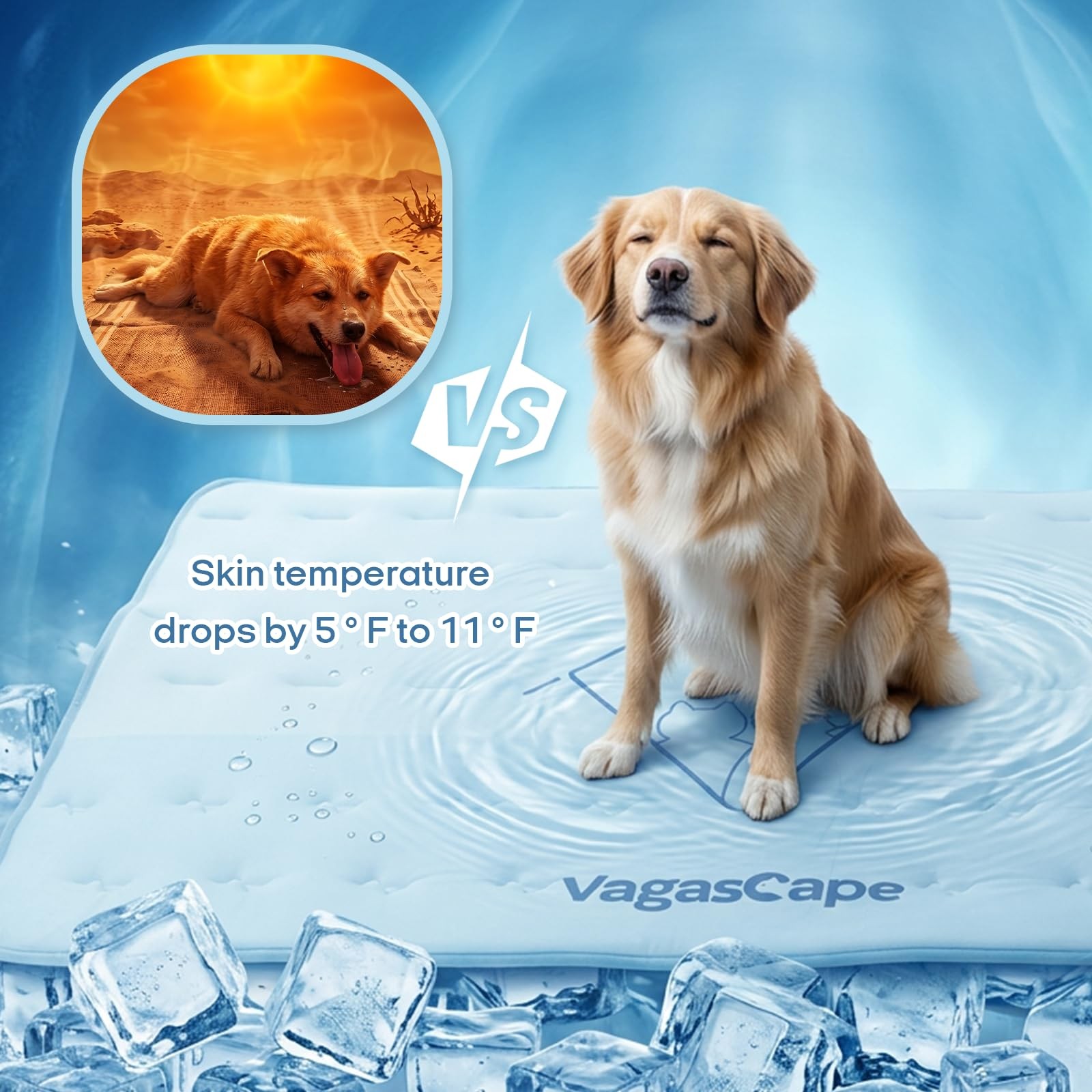 Vagascape Dog Cooling Mat 3.0 Double-Sided Usable, Thick Durable Pet Cooling …