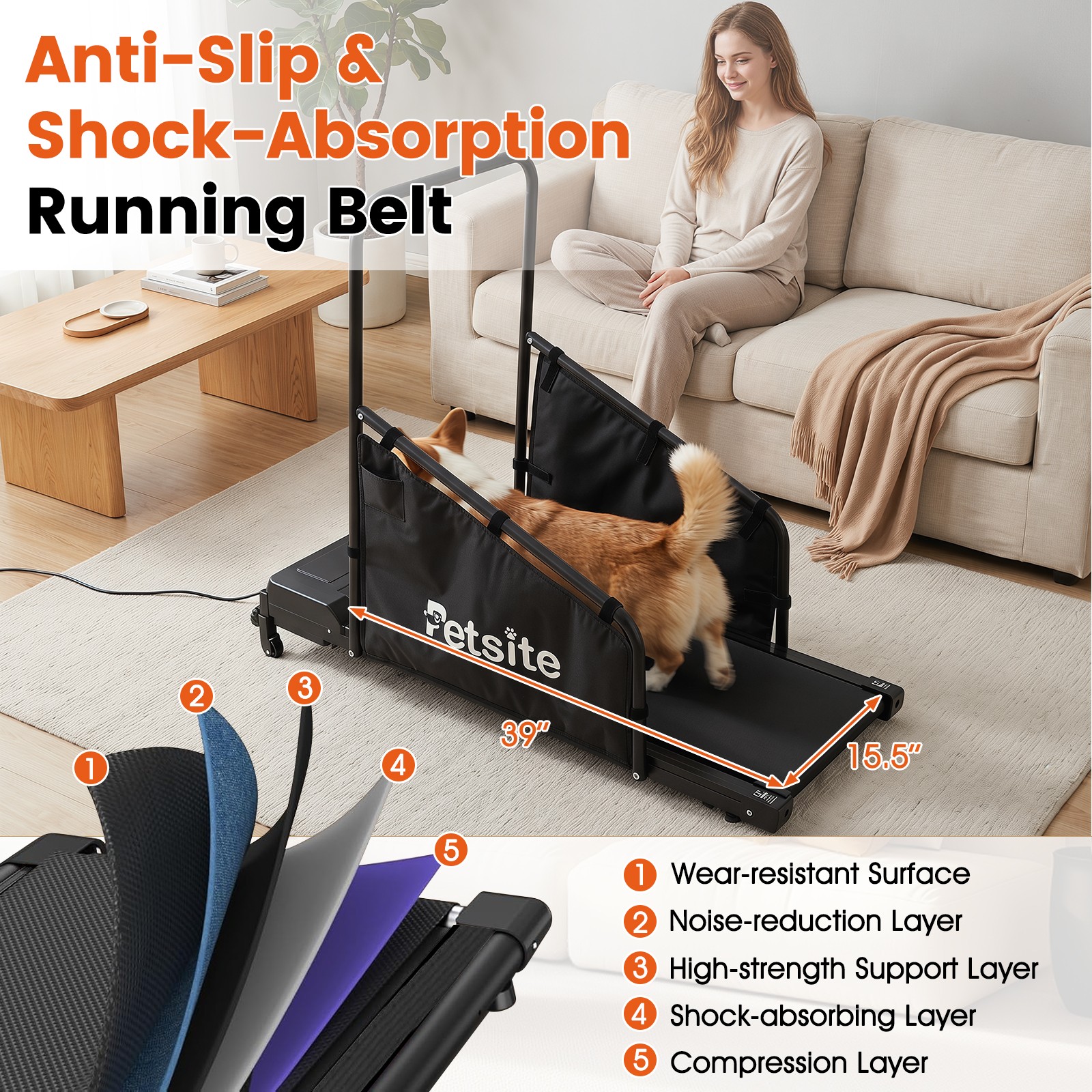 Dog Treadmill for Small & Medium Dogs w/ Remote Control & LCD Display for Home