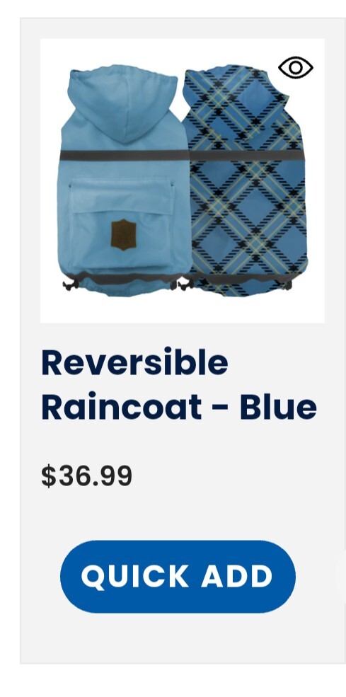 Show and Tail Dog Rain Jacket Medium 12-17 Lbs Reversible Blue Raincoat Snow