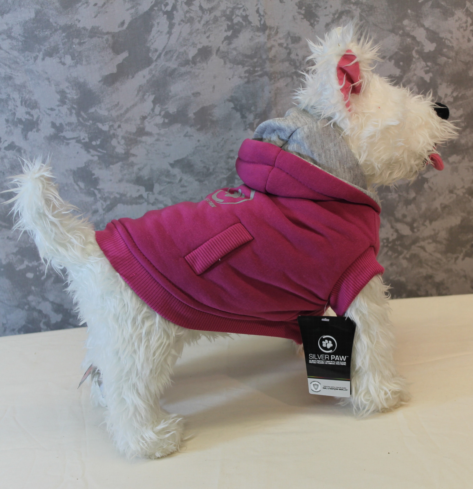 New Silver Paws Dog Hoodie – Black with Gray – Size XXSmall 8″