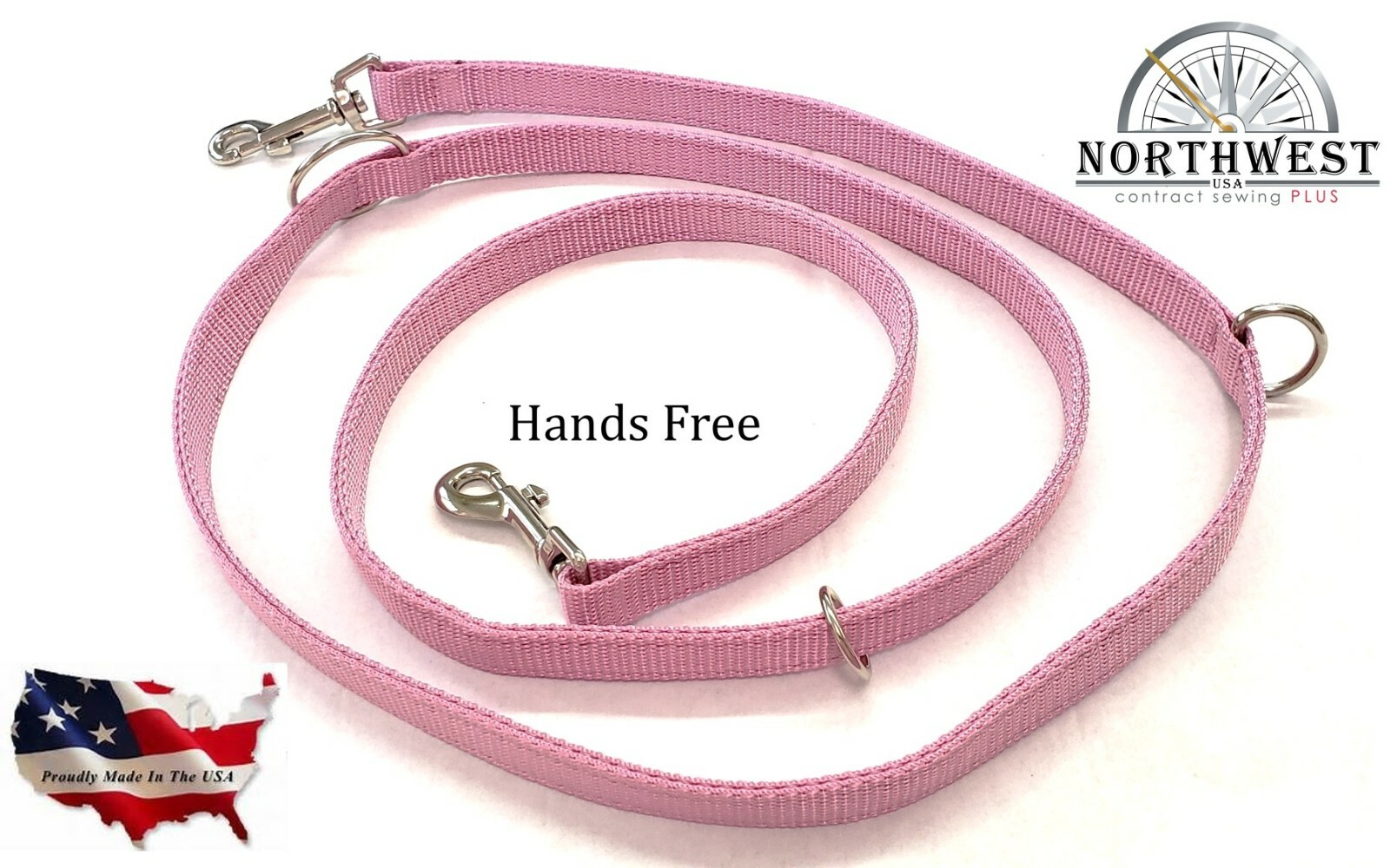 Nylon Euro Leash 1″ wide~ Made in USA by Northwest Contract Sewing ~ Sgl or Dbl