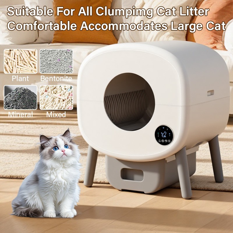Used Self Cleaning Litter Box, Large Capacity Automatic Cat Litter Box