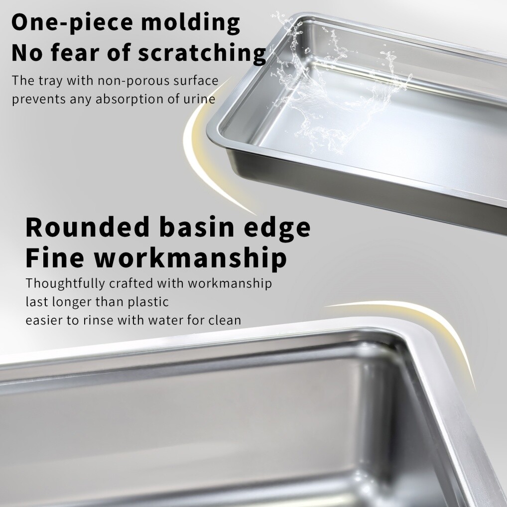 XXL Stainless Steel Cat Litter Box with Lid Anti-Urine Leakage, Easy Cleaning