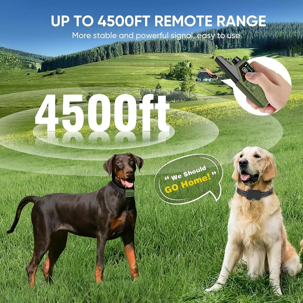 Dog Training Collar 4500FT with Remote Rechargeable Shock PET Waterproof Trainer