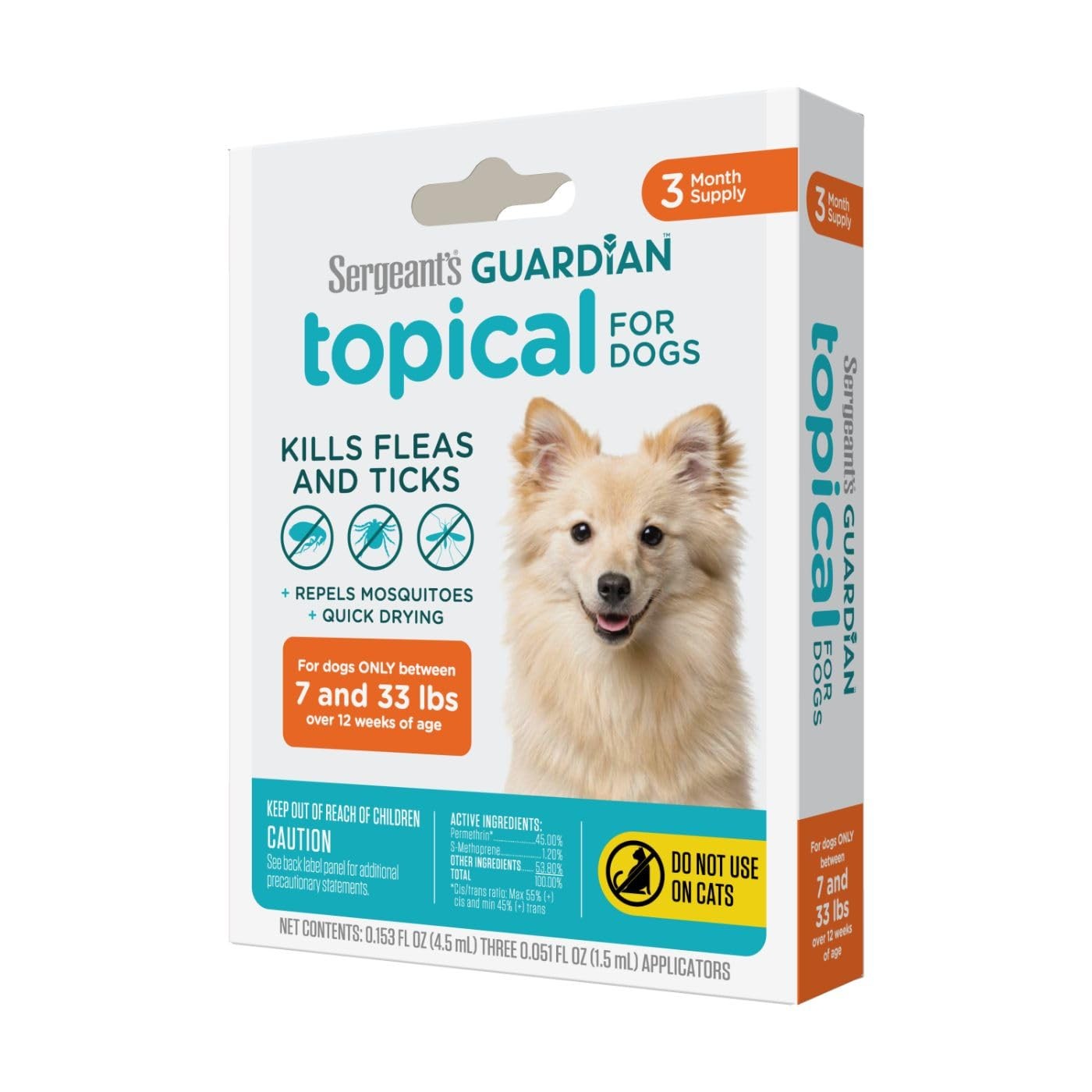 Sergeant’s Guardian Flea & Tick Squeeze On for Dogs 7-33 lbs., 3 Count