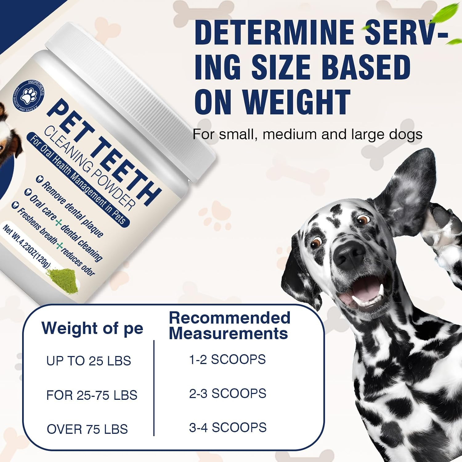 Dental Powder for Dogs Teeth Fresh Breath and Teeth Cleaning Contains Natural In