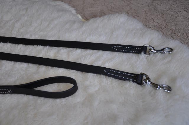 Double 2 Way 4 Foot Leather Dog Leash Lead Amish Made 3/4 inch wide