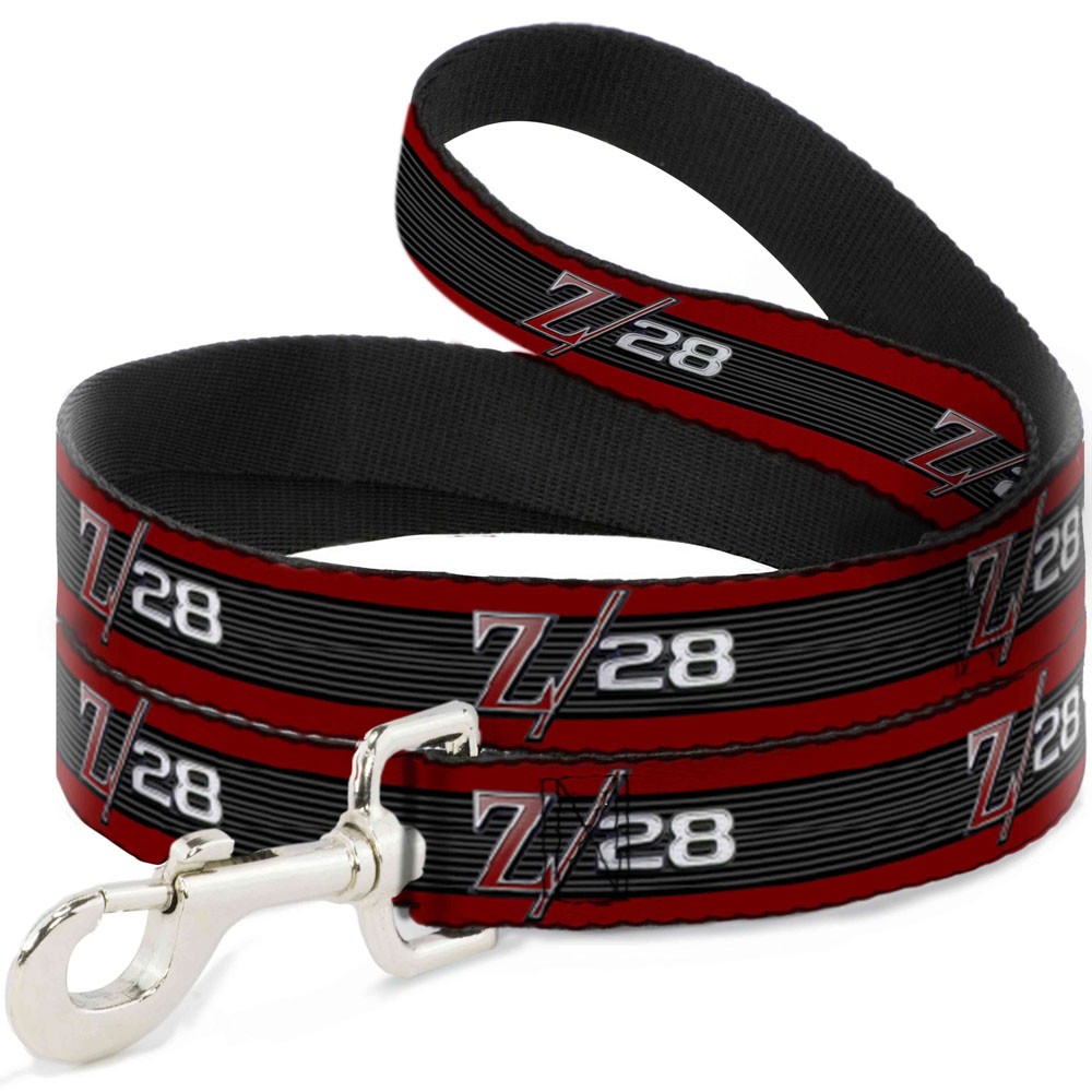 Dog Leash 6-FEET 1969 Camaro Z/28 Emblem/Stripe Red/Black/Gray/Silver WIDE 1.5″