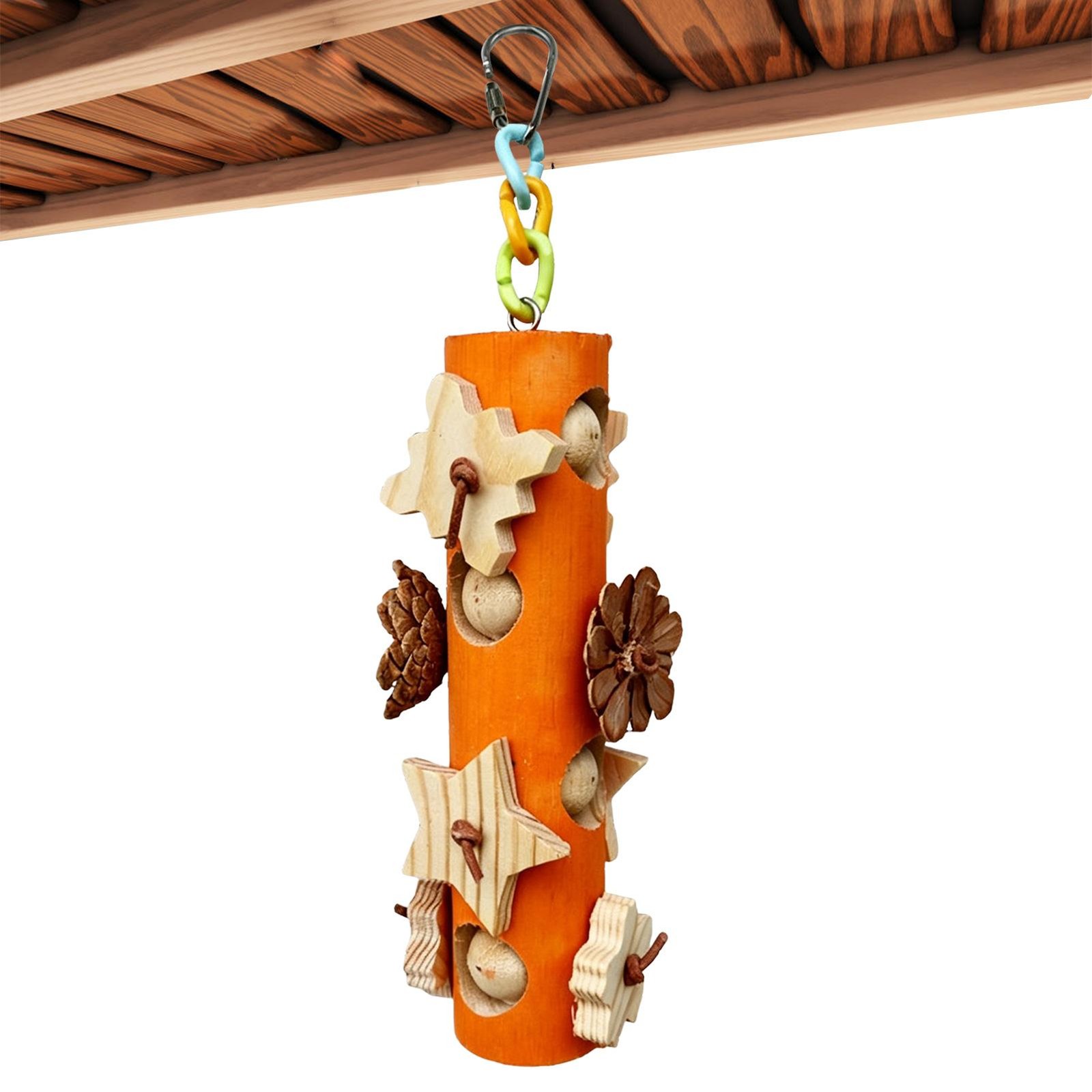 Bird Toys for Parrots 10.4 Inch Wooden Natural Teeth Grinding Bird
