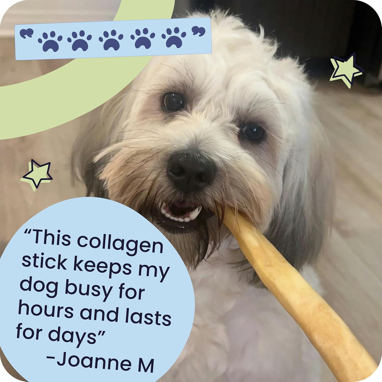 All Natural 11-12″ Roasted Collagen Sticks for Dogs – Low Odor