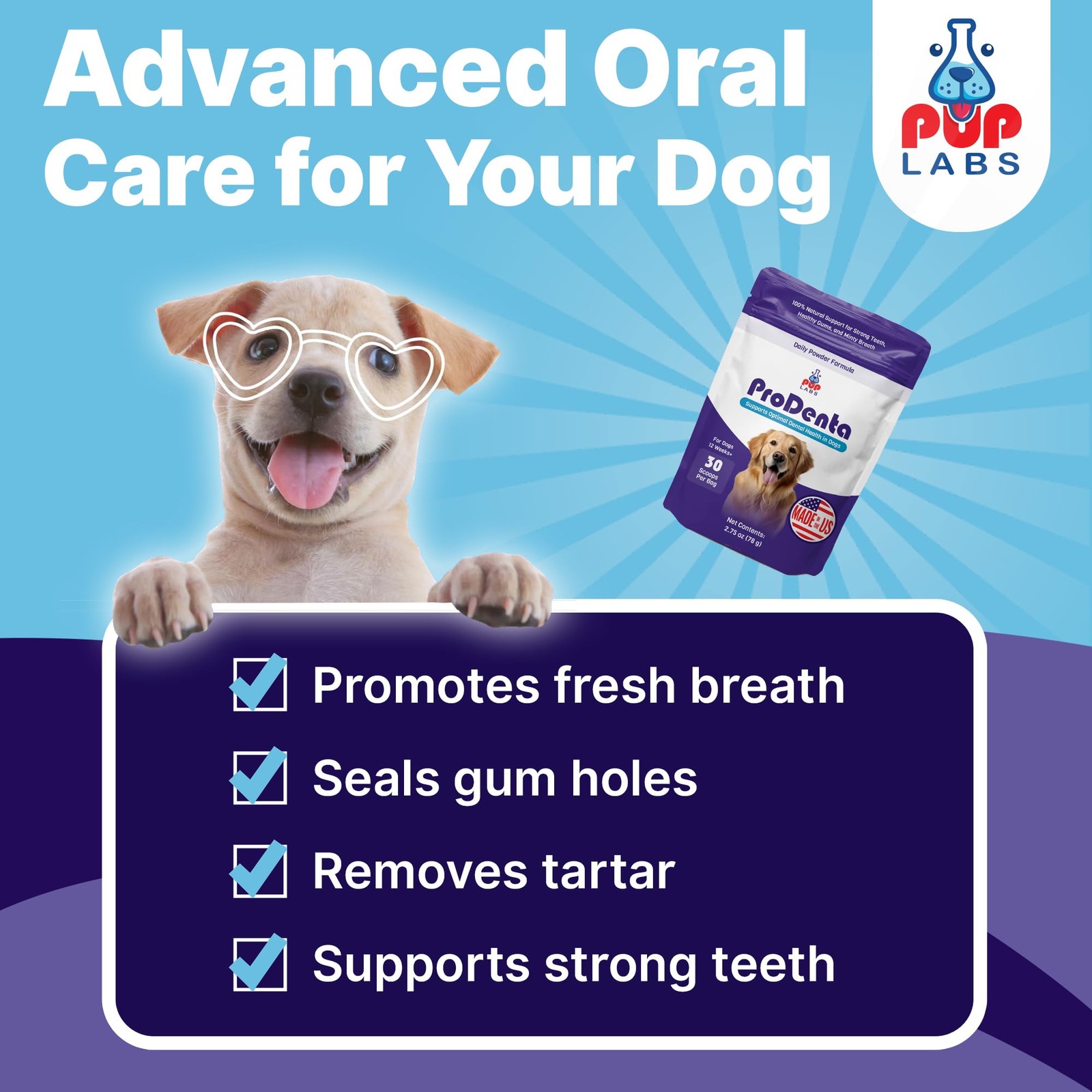 Pup Labs ProDenta, All-Natural Dog Dental Powder for Teeth Cleaning, Dental Powd