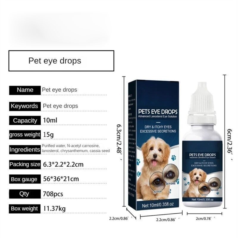 3pc Eye Drops for Pets Bacterial,Viral and Fungal & Infections Dog Cat Treatment