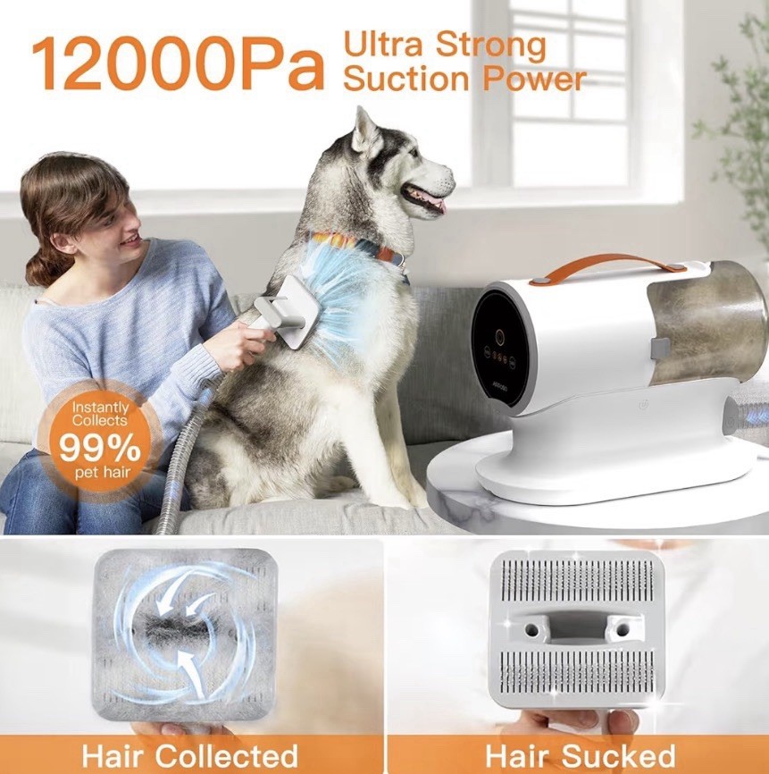 AIRROBO Dog Grooming Vacuum Kit,12000Pa Strong Pet Vacuum