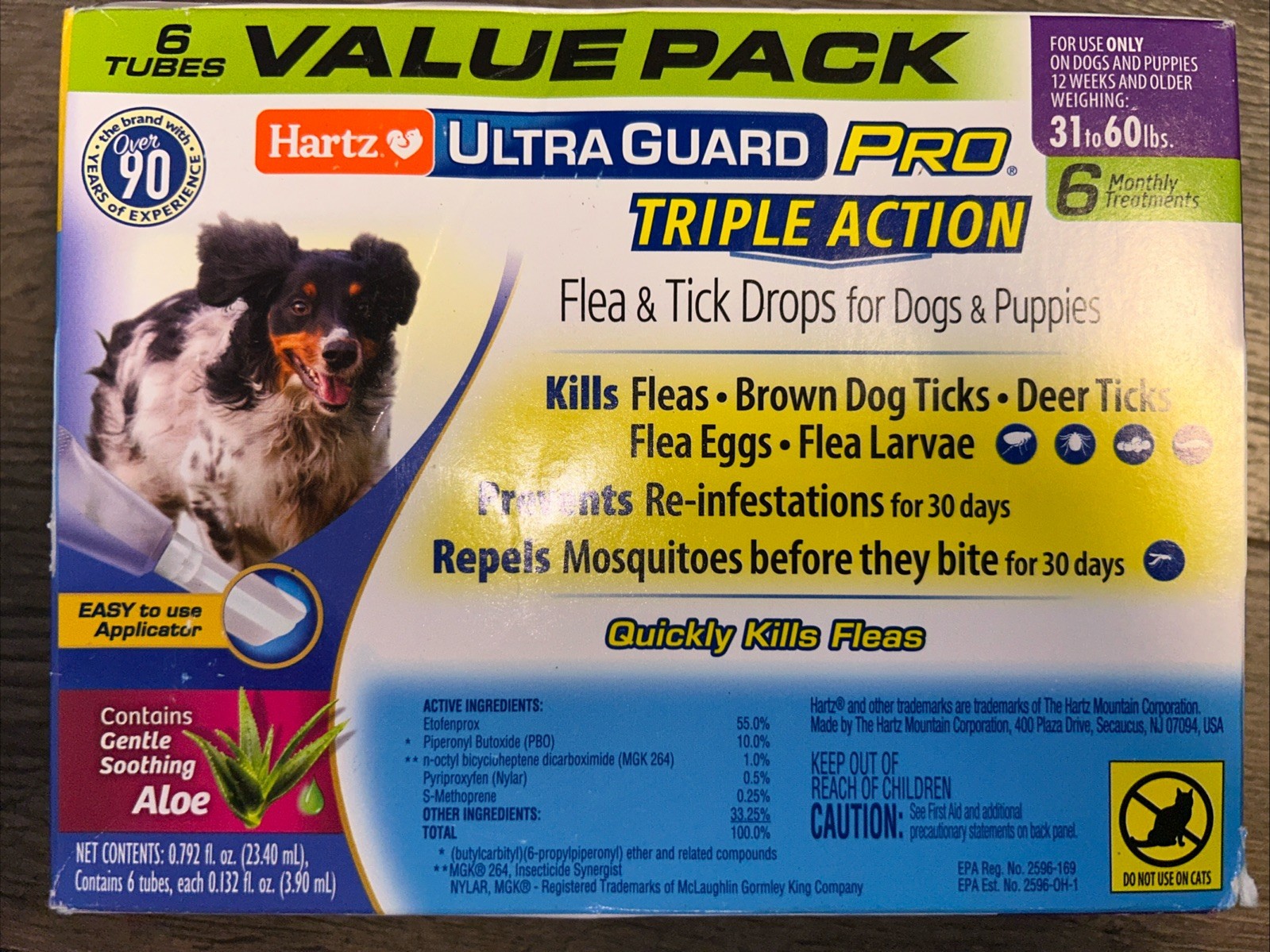 ❤️Hartz Ultra Guard PRO Triple Action Flea & Tick Drops 31 To 60 Lbs 6 Months