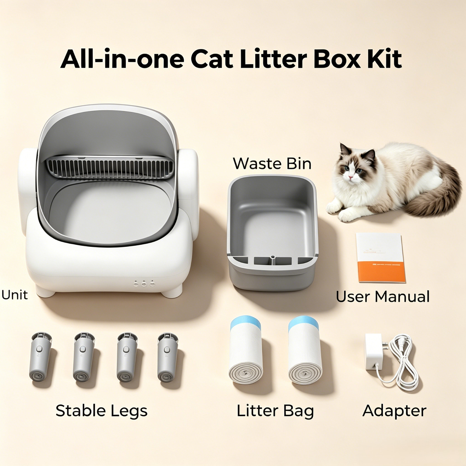 Used Smart Self-Cleaning Cat Litter Box App Control for Cats Quiet and safty