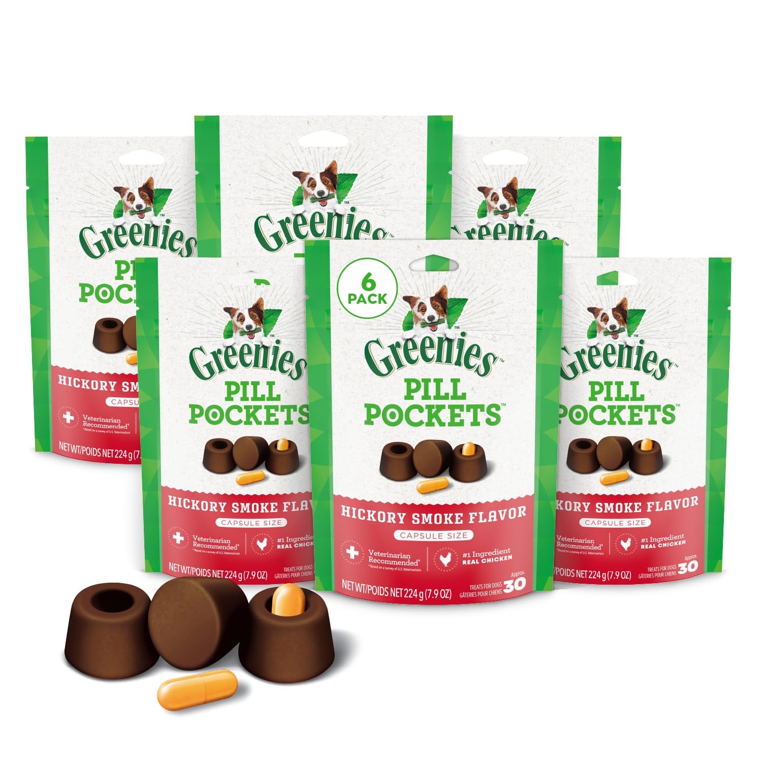 Greenies Pill Pockets for Dogs Large 30 count (Pack of 6), Standard Packaging