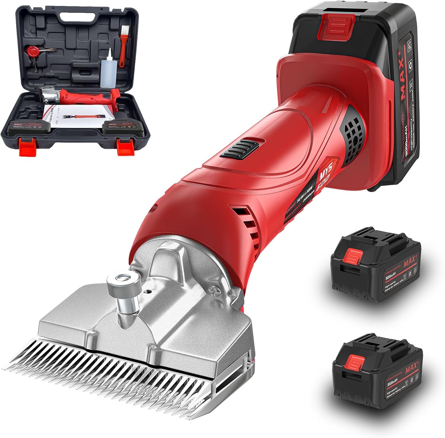Cordless Horse Clippers,500W Heavy Duty CordlessHorseClippers, Red