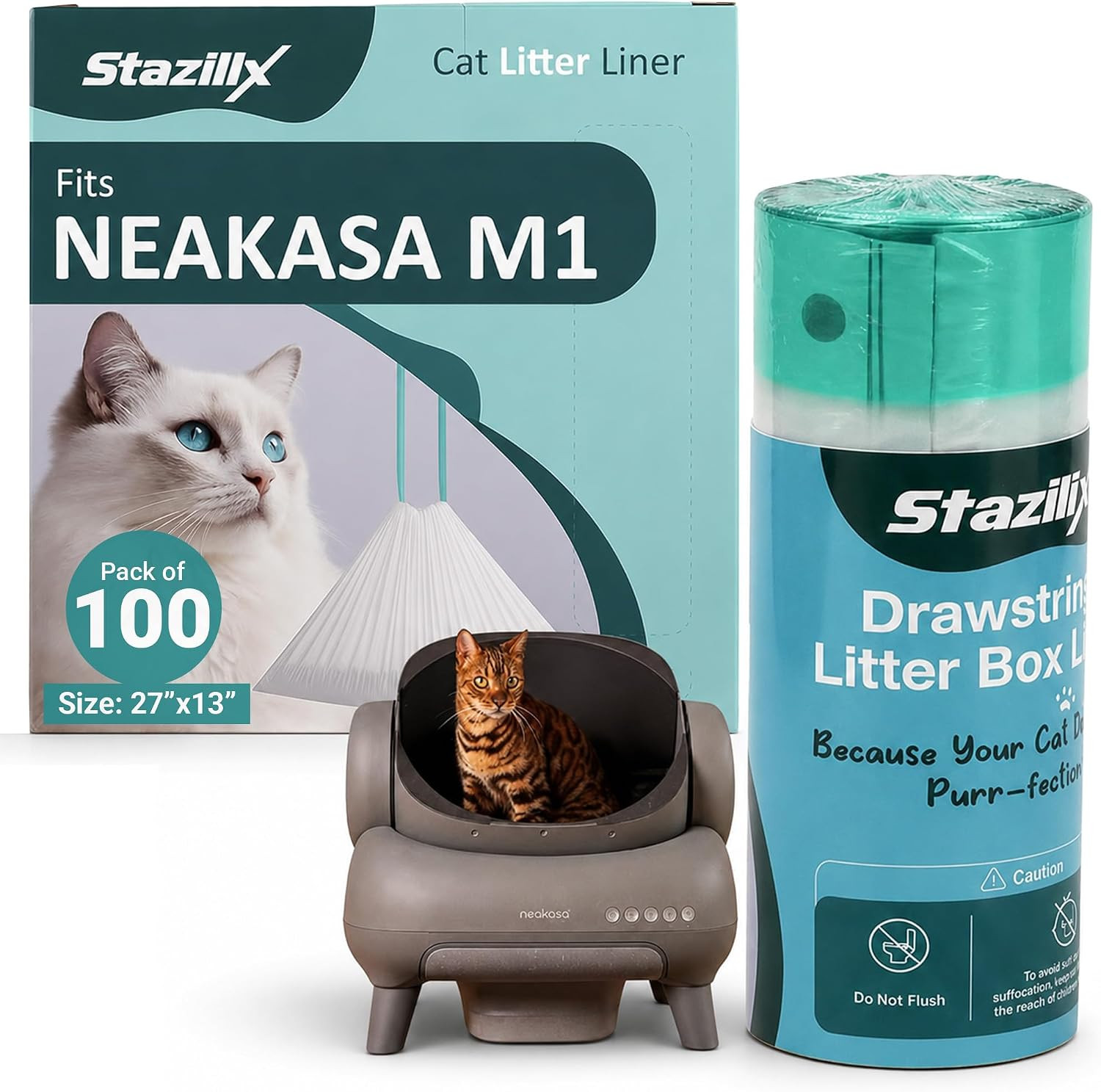 100 Count – Cat Litter Bags Compatible with Neakasa Litter Box M1 Plus – Extra T