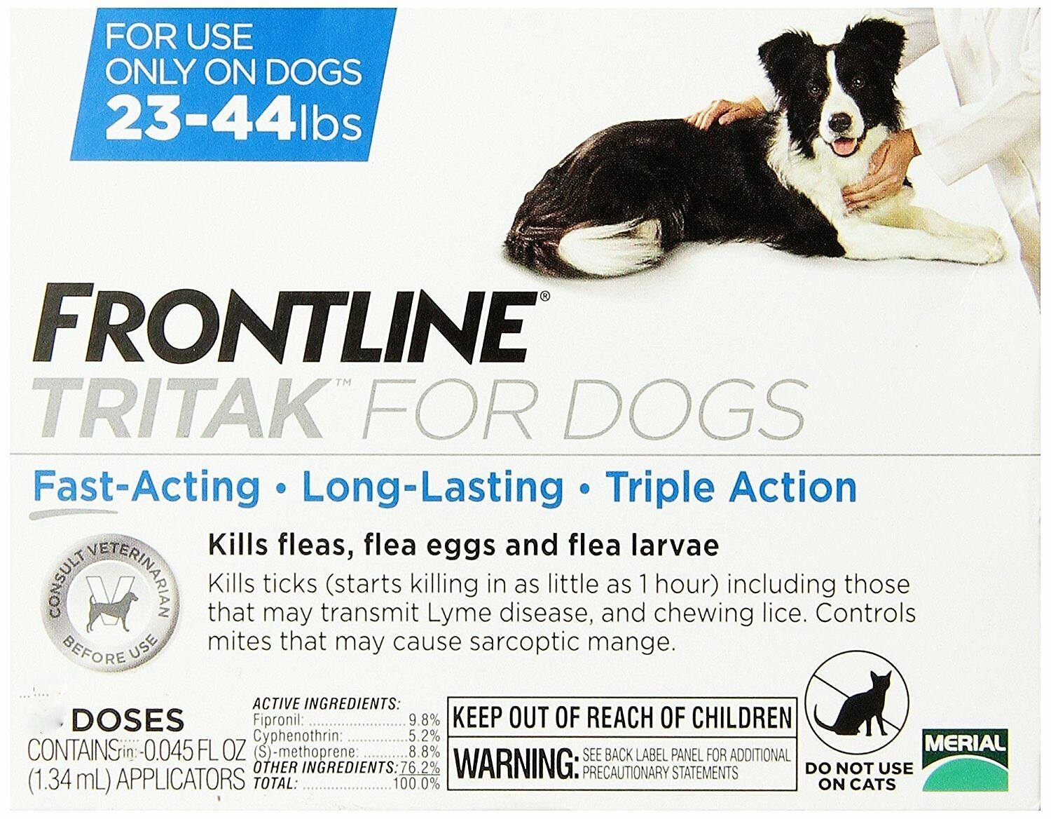 Frontline Plus Tritak Best Flea Tick mange Remedy | Dogs 23-44 lbs | 3 doses |