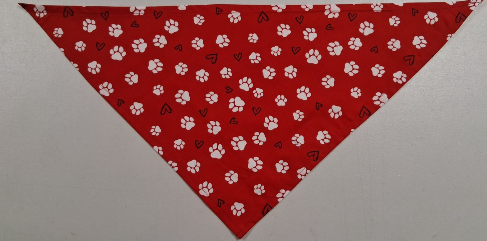 Dog Bandana, Paw Prints, Hearts, Valentine’s Day, S, M, L
