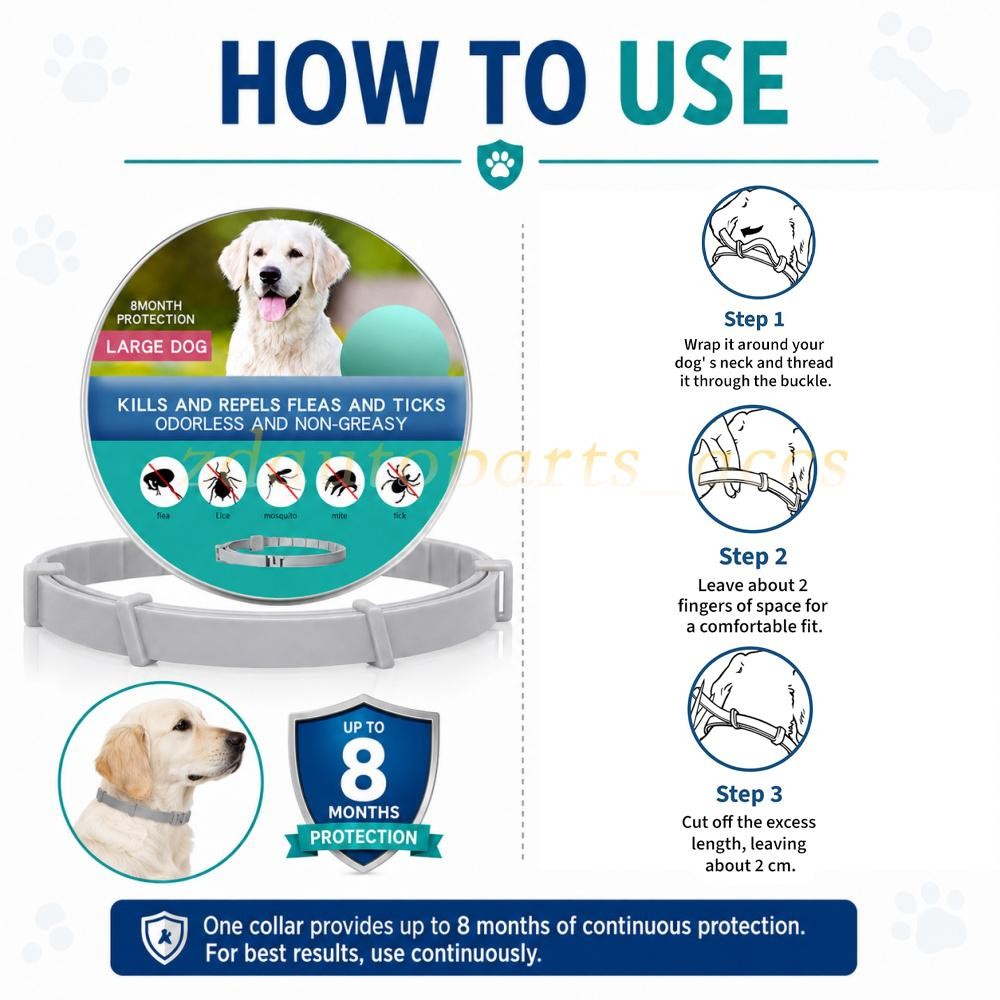 Dog collar Flea and Tick 8 Months Protections Adjustable Pet Collar for Dogs New