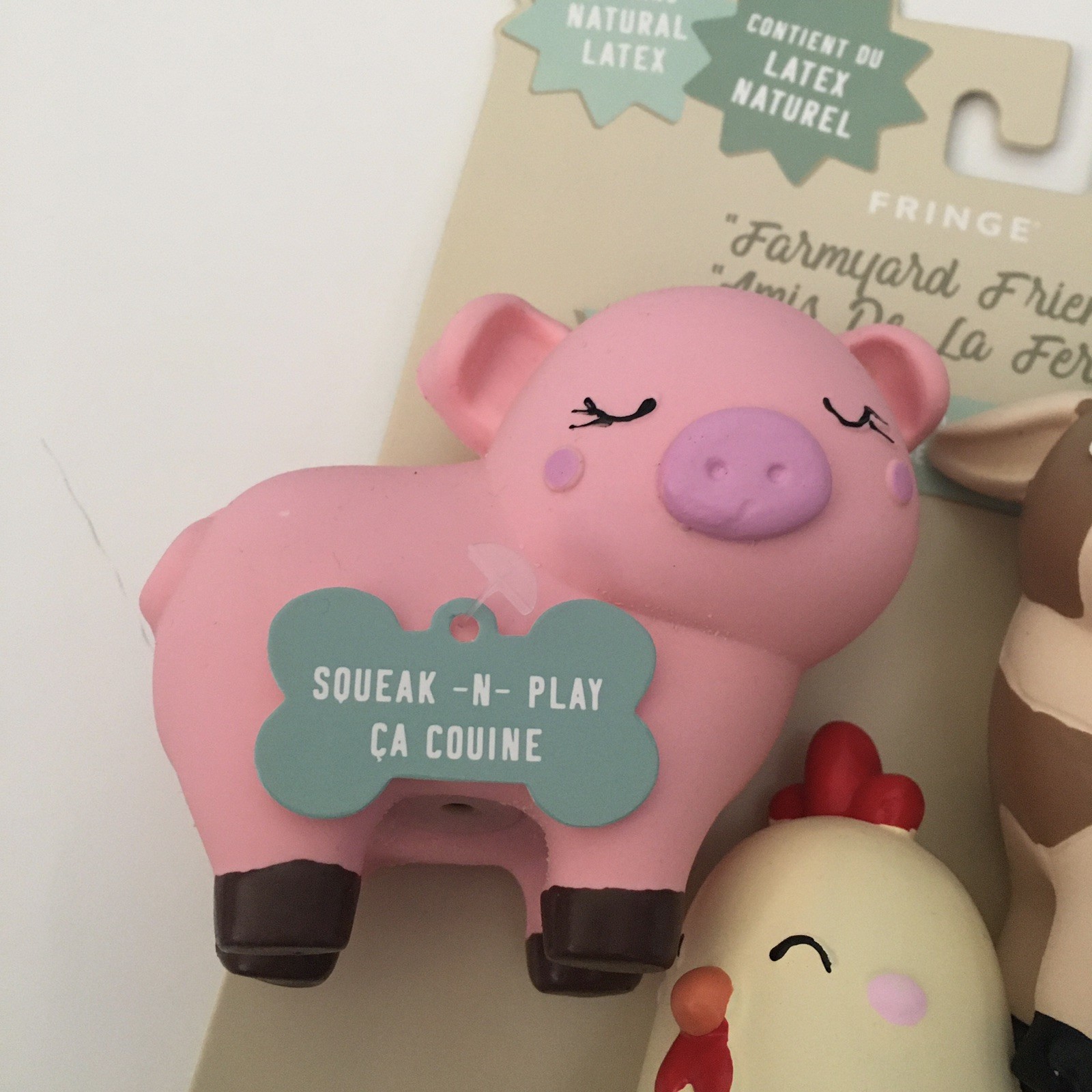 NEW Fringe Dog Toys “FarmYard Friends” Latex Squeakers Pig Cow Chicken