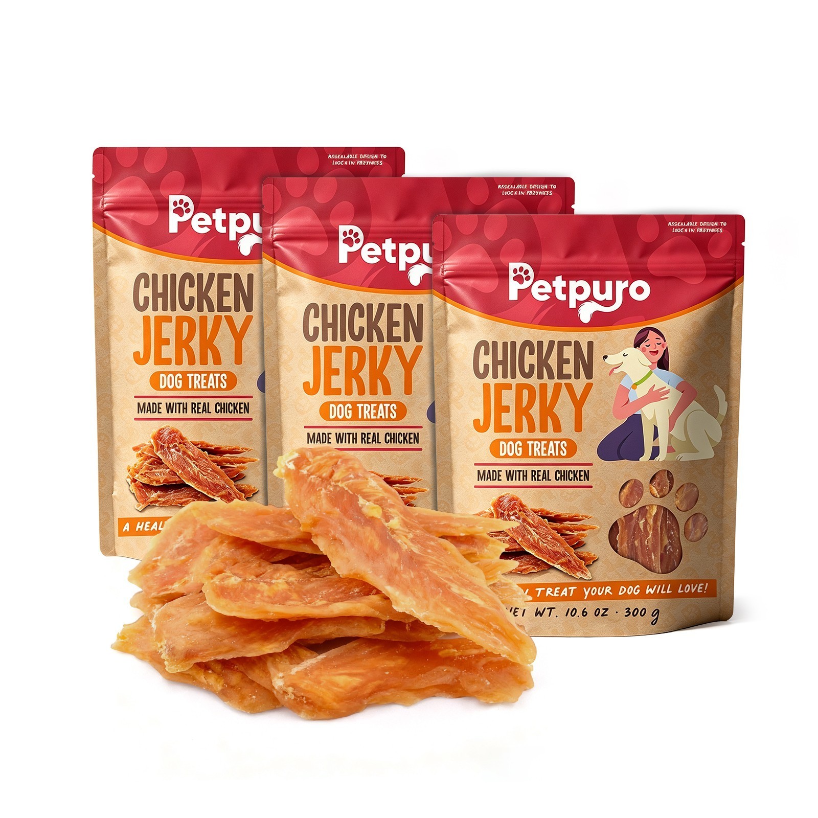 Chicken Jerky Strips Dog Treats Real Chicken Soft Chewy 10.6oz 3 Pack Clearance