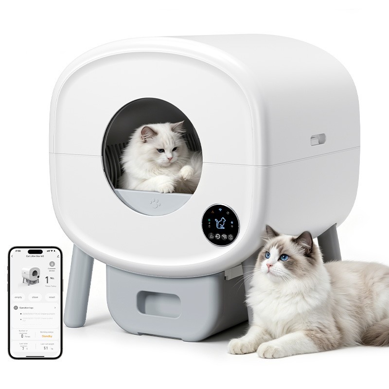 Used Self Cleaning Litter Box, Large Capacity Automatic Cat Litter Box