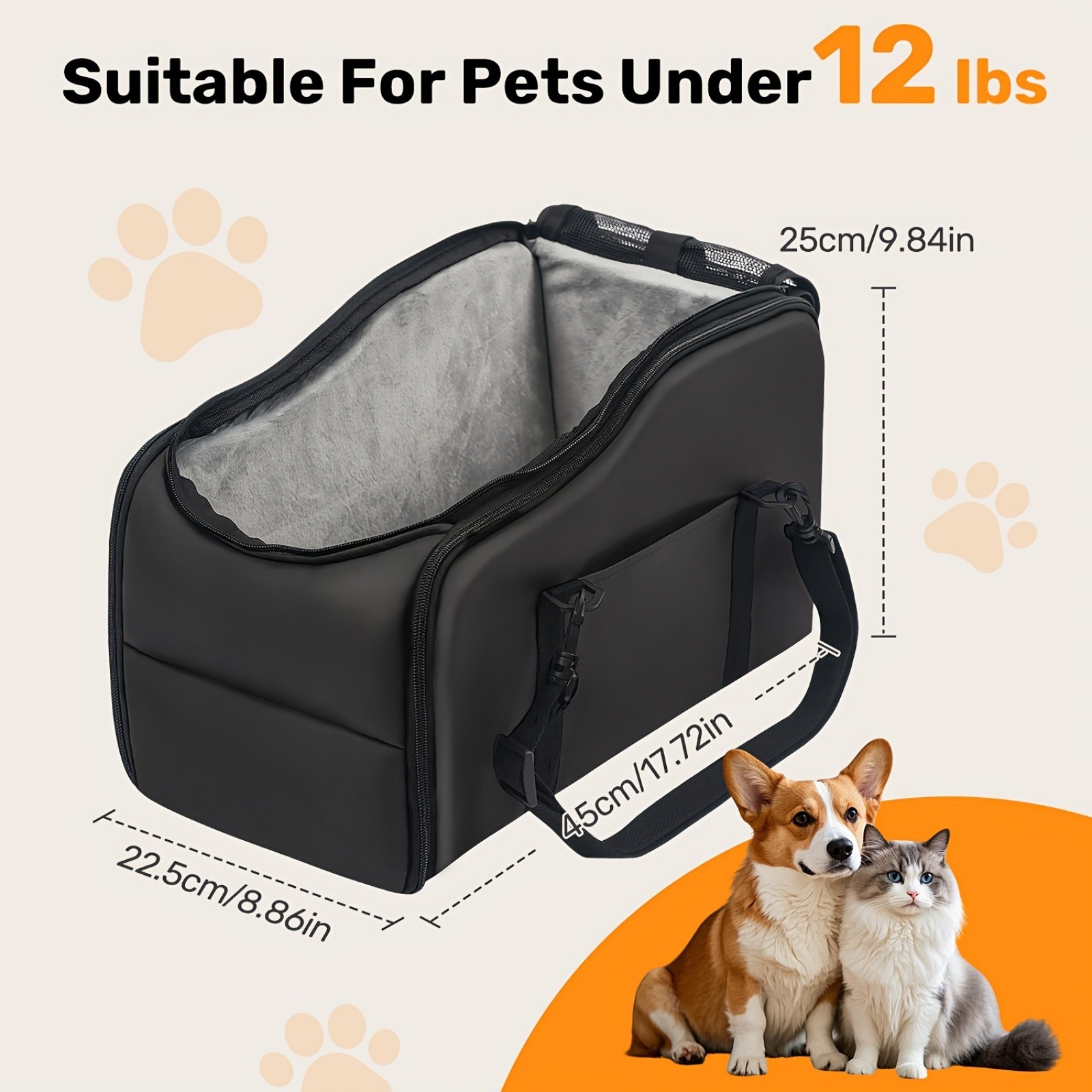 Portable Dog Booster Car Seat Travel Vehicle Backpack Carrier Bag for Small Dogs