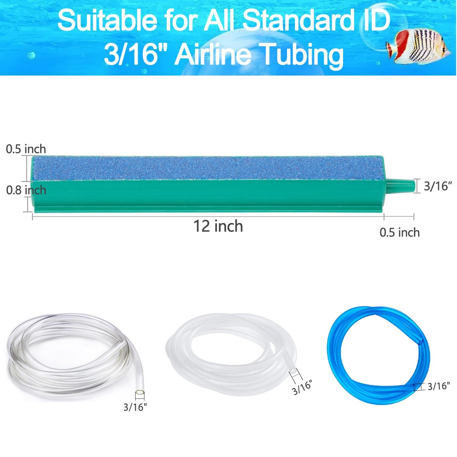 DeKago Aquarium Air Stones Bar 12 Inch 5PCS Blue