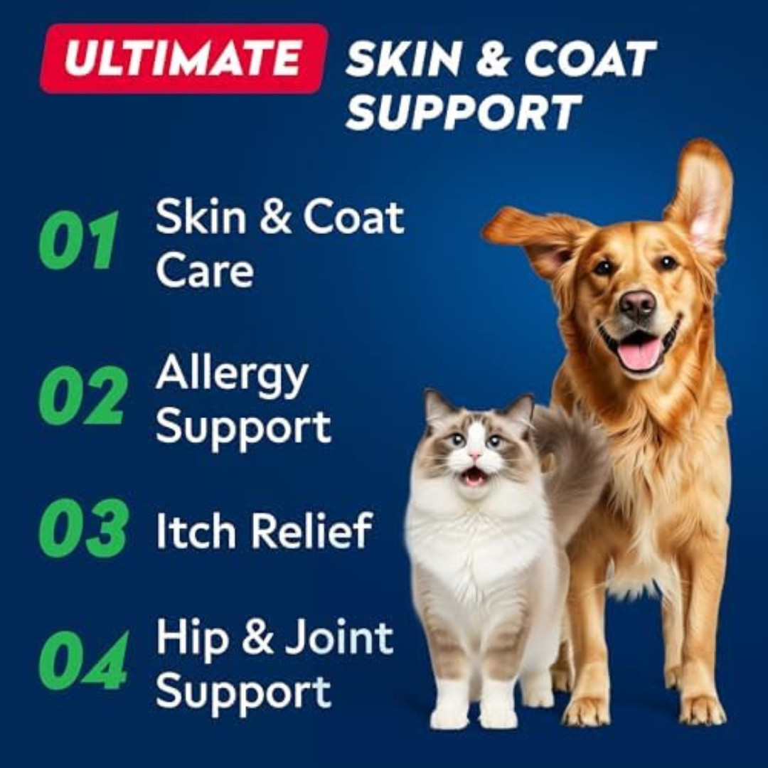 Wild Alaskan Salmon Oil for Dogs – Natural Omega 3 for Dogs & Cats, Itch & Aller