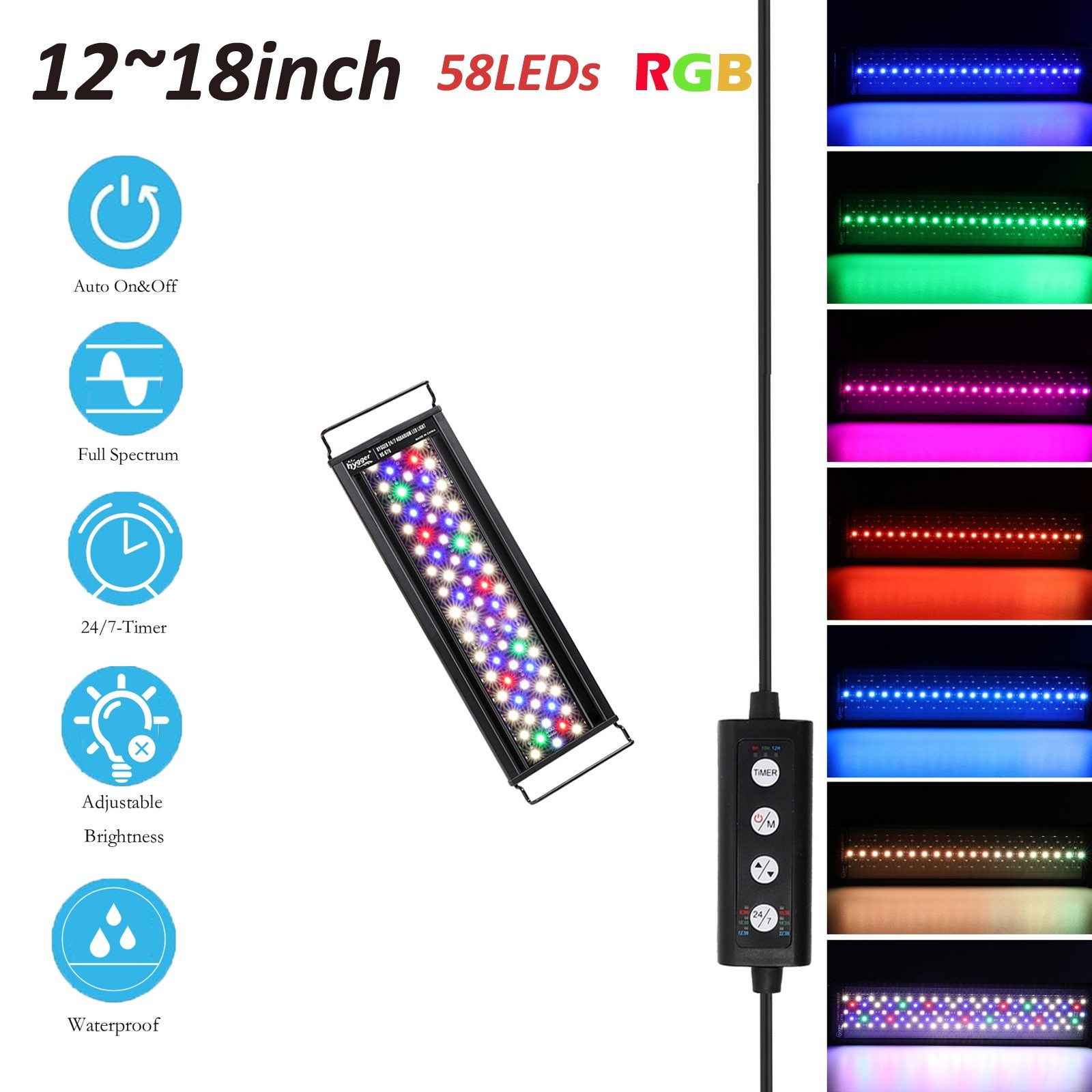 hygger 30″/36″/48″ Aquarium Light RGB LED Fish Tank Timer All-Day Mode