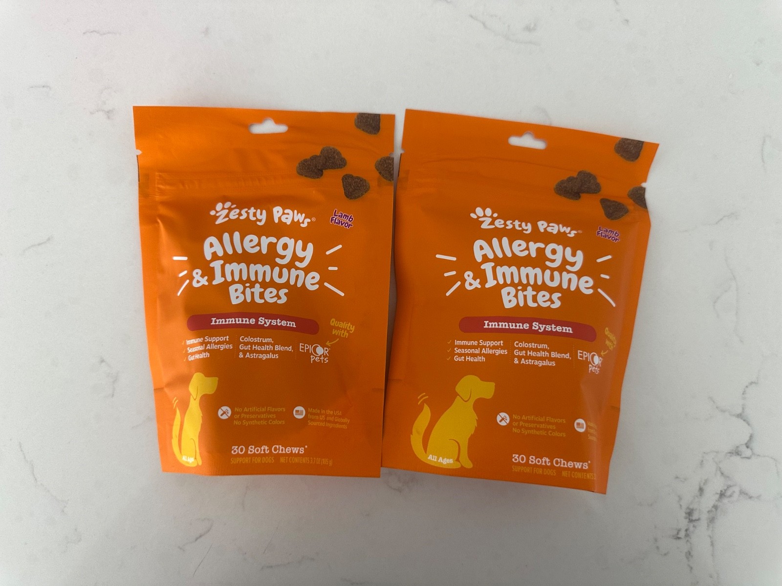 Zesty Paws Allergy & Immune Bites for Dogs – Lamb Flavor (60 Soft Chews)