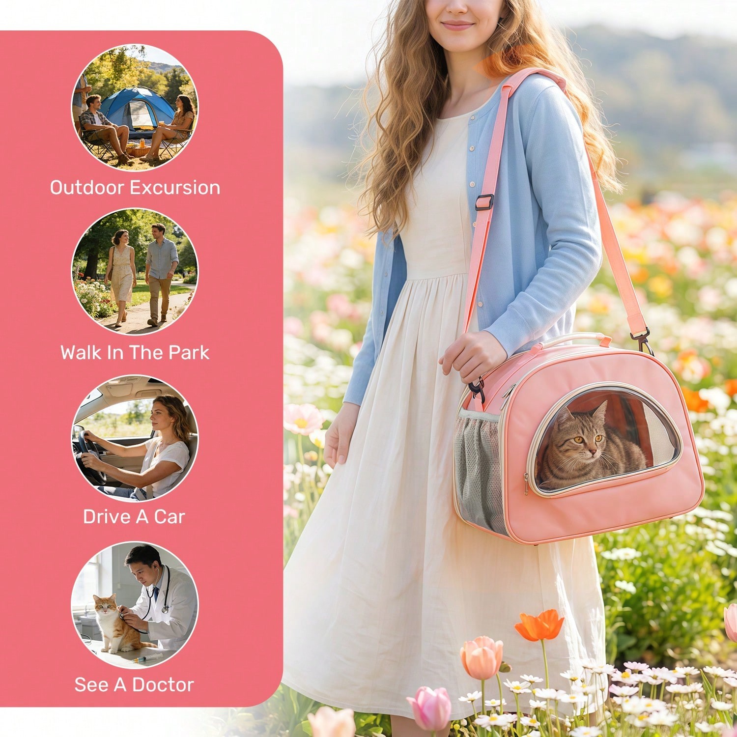 Breathable Mesh Pet Carrier Bag Portable Comfort Handbag for Small Dogs & Cats