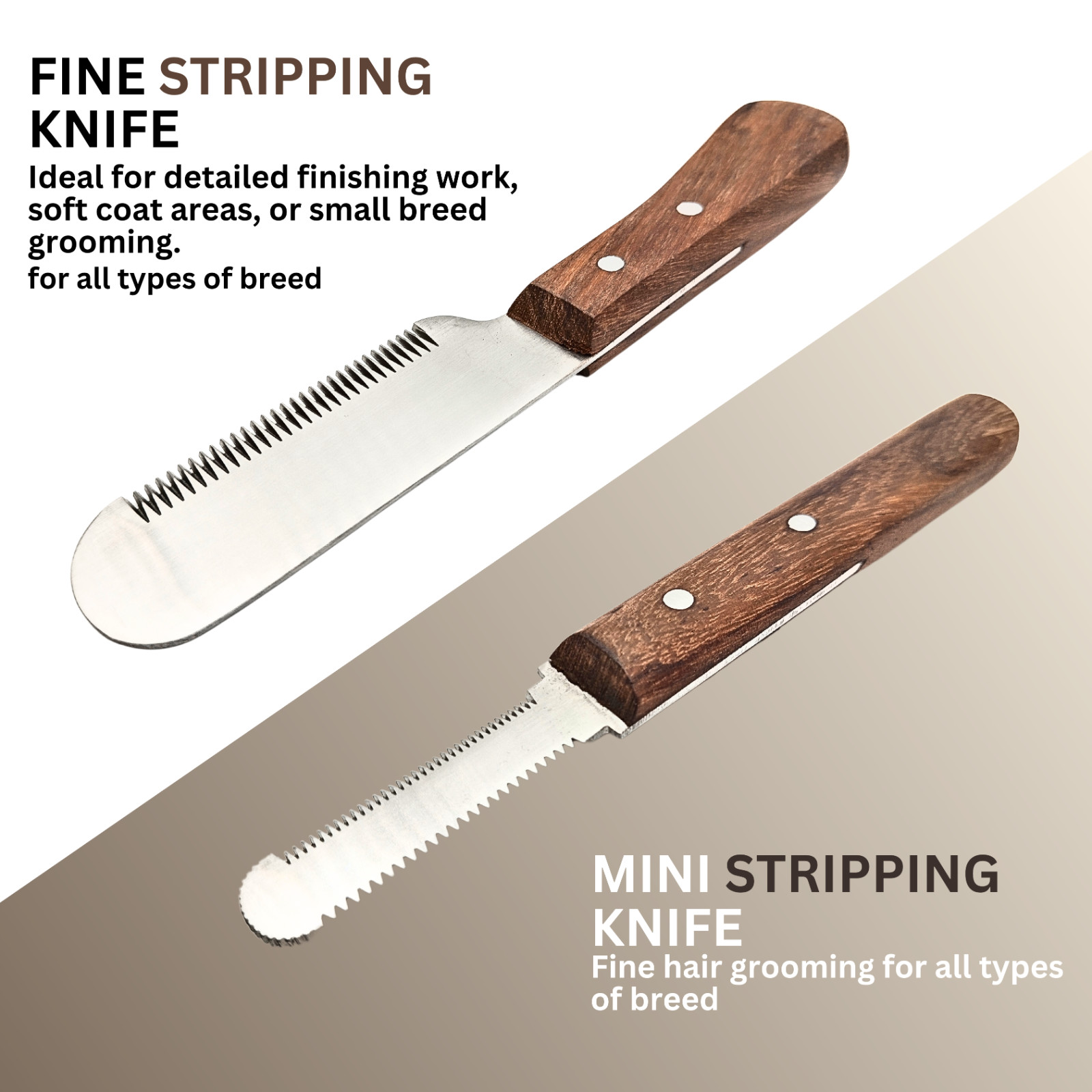 Professional Stripping Knife kit (6 Pieces Set) for Dogs & Pets, Wooden Handle