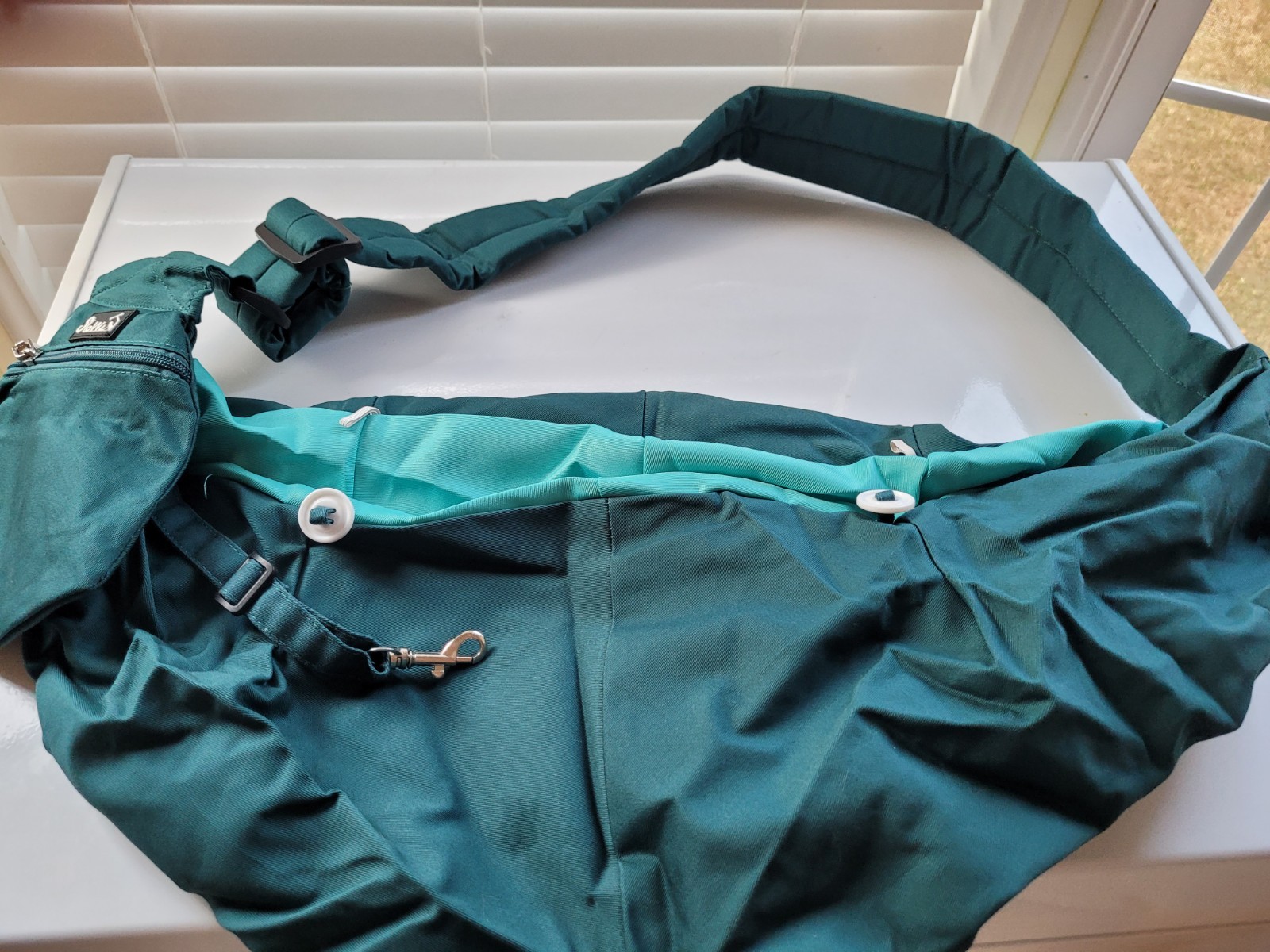 Pet Tote Bag Unisex- Large Green Canvas Adjustable Padded Strap for Dogs Cats
